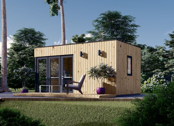 Caseta de jardín Super Nora E con porche y trastero / 15m² / 8x3m