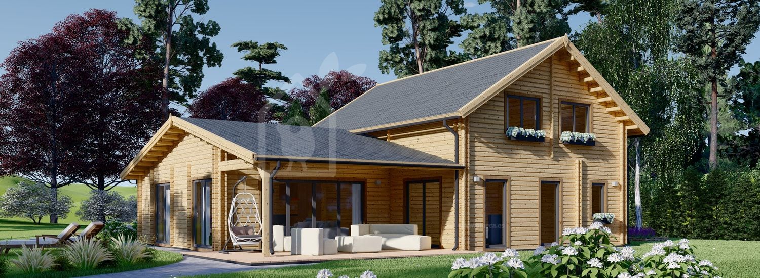 Casa de madera para vivir DARLA (Aislada PLUS, 44+44 mm), 180 m²