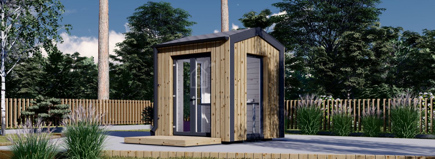 Oficina prefabricada de madera EMMY (Aislada, 34 mm + revestimiento), 2x2 m, 4 m² visualization 1