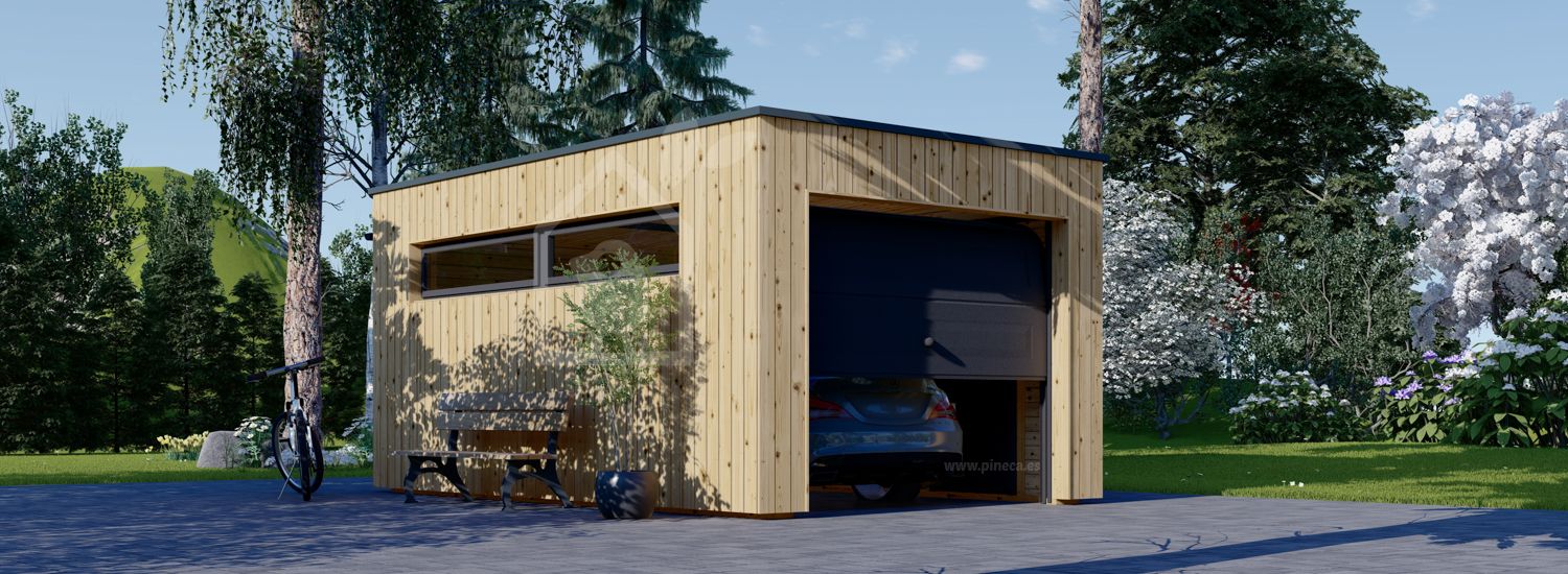 Garaje de madera SILVIA F (34 mm + revestimiento), 3.4x5.4 m, 20 m² visualization 1